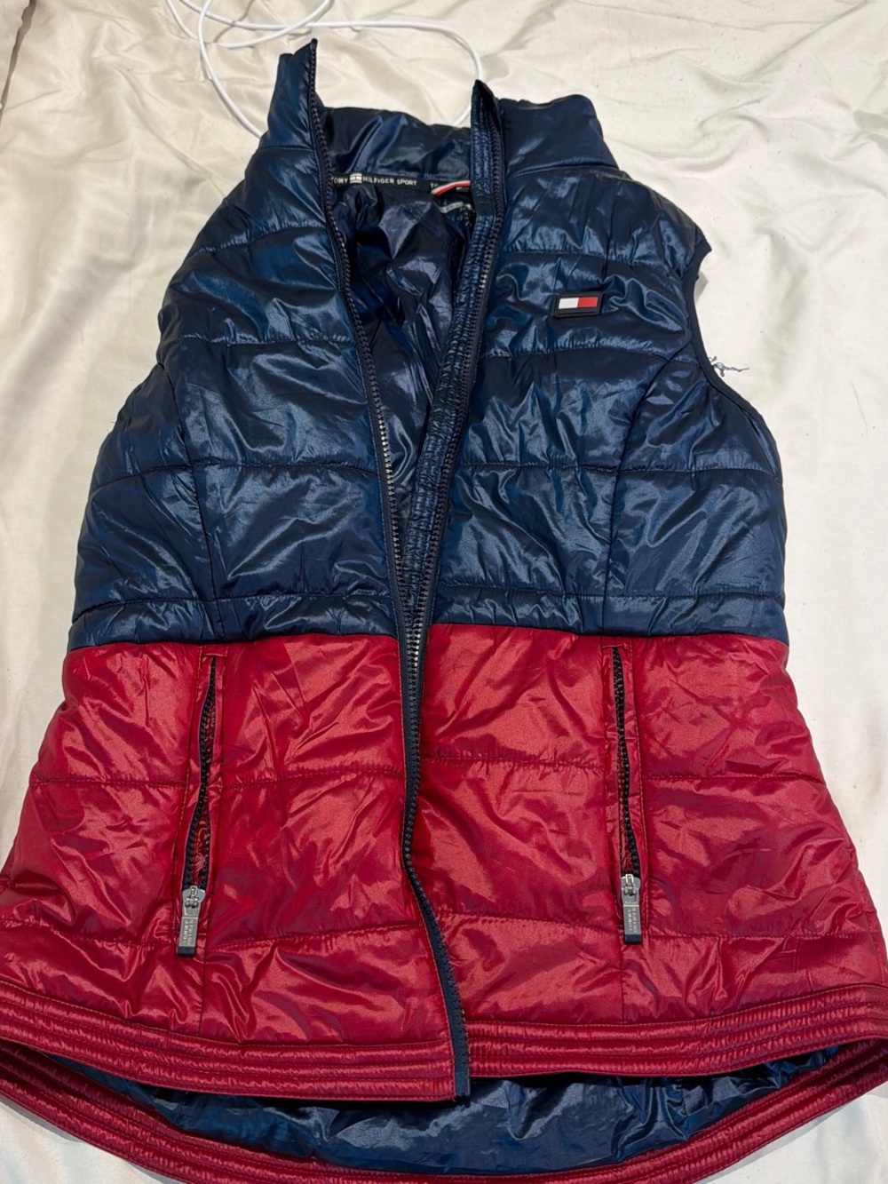 Tommy Hilfiger Navy and Red Quilted Puffer Vest